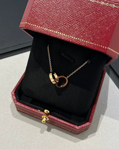 [Regal Jewels]LOVE NECKLACE DOUBLE RING PINK GOLD