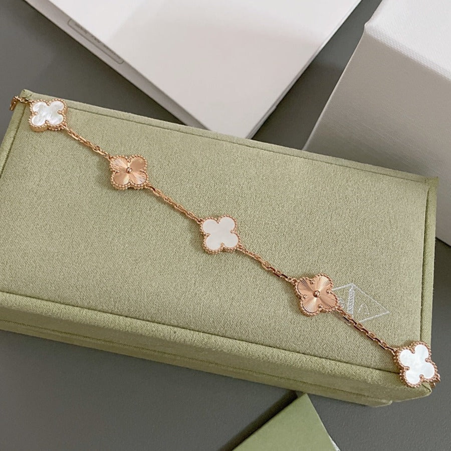 [Regal Jewels]CLOVER BRACELET 5 MOTIF WHITE MOP PINK GOLD