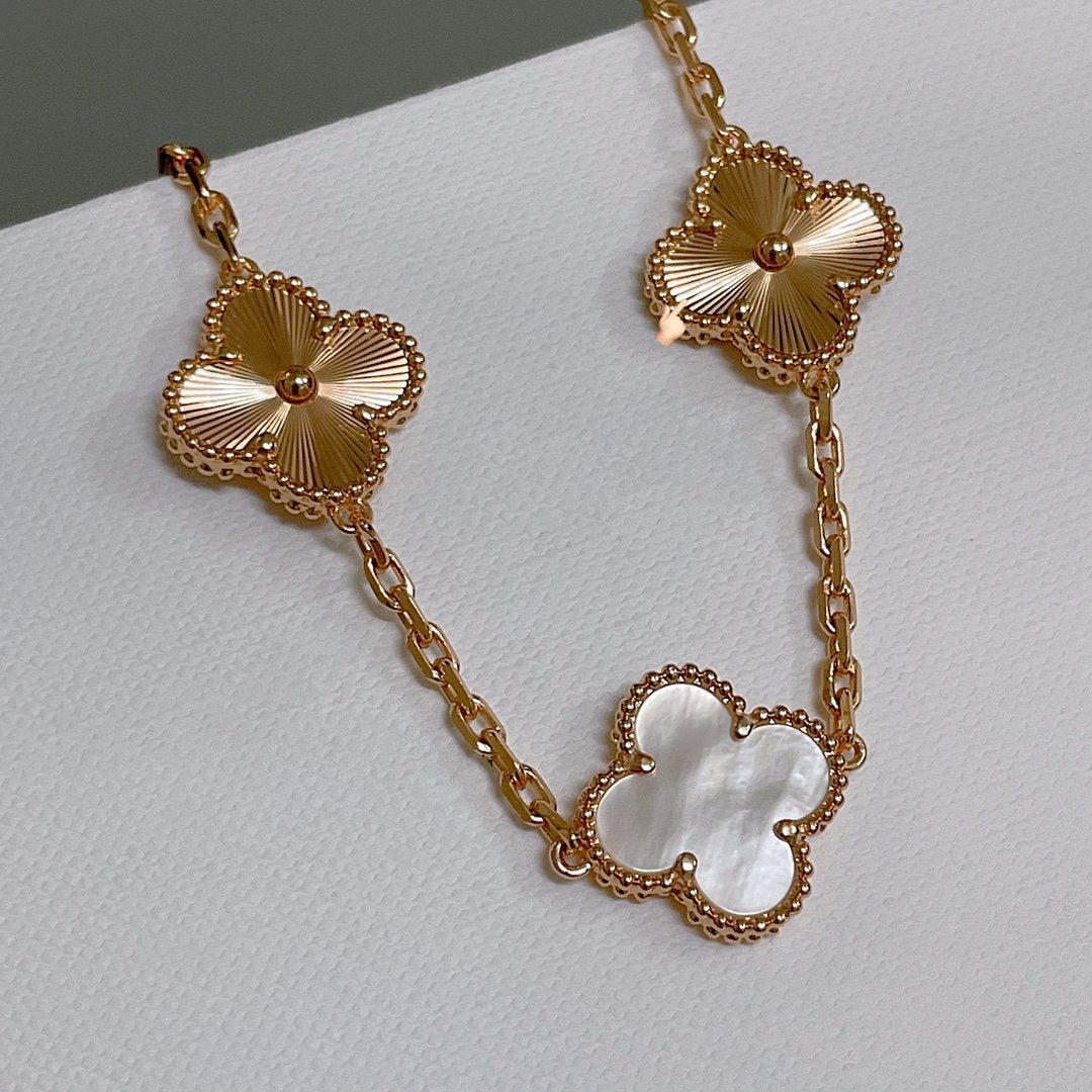 [Regal Jewels]CLOVER BRACELET 5 MOTIF WHITE MOP PINK GOLD