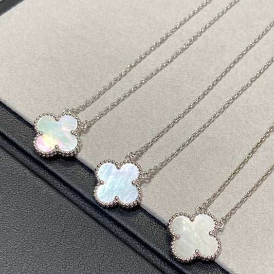 [Regal Jewels]CLOVER MEDIUM SILVER WHITE MOP NECKLACE
