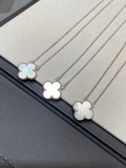[Regal Jewels]CLOVER MEDIUM SILVER WHITE MOP NECKLACE