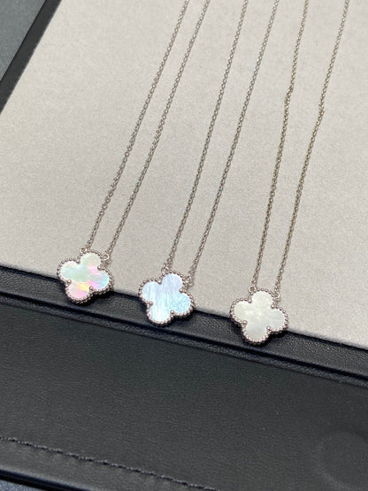 [Regal Jewels]CLOVER MEDIUM SILVER WHITE MOP NECKLACE