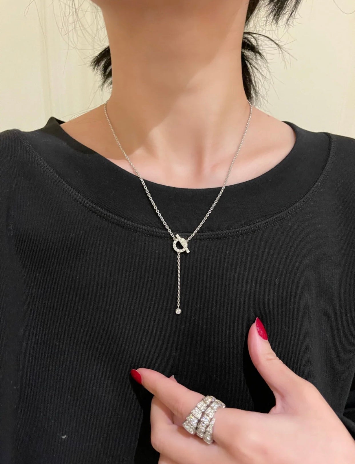 [Regal Jewels]FINESSE SILVER DIAMOND NECKLACE