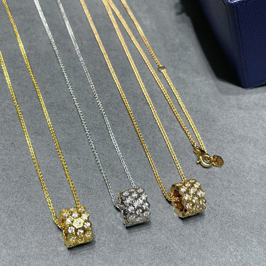 [Regal Jewels]BEE LOVE DIAMOND PAVED 3 ROW NECKLACE
