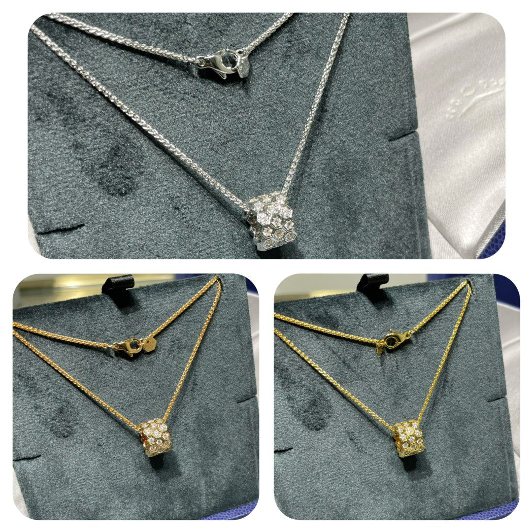 [Regal Jewels]BEE LOVE DIAMOND PAVED 3 ROW NECKLACE