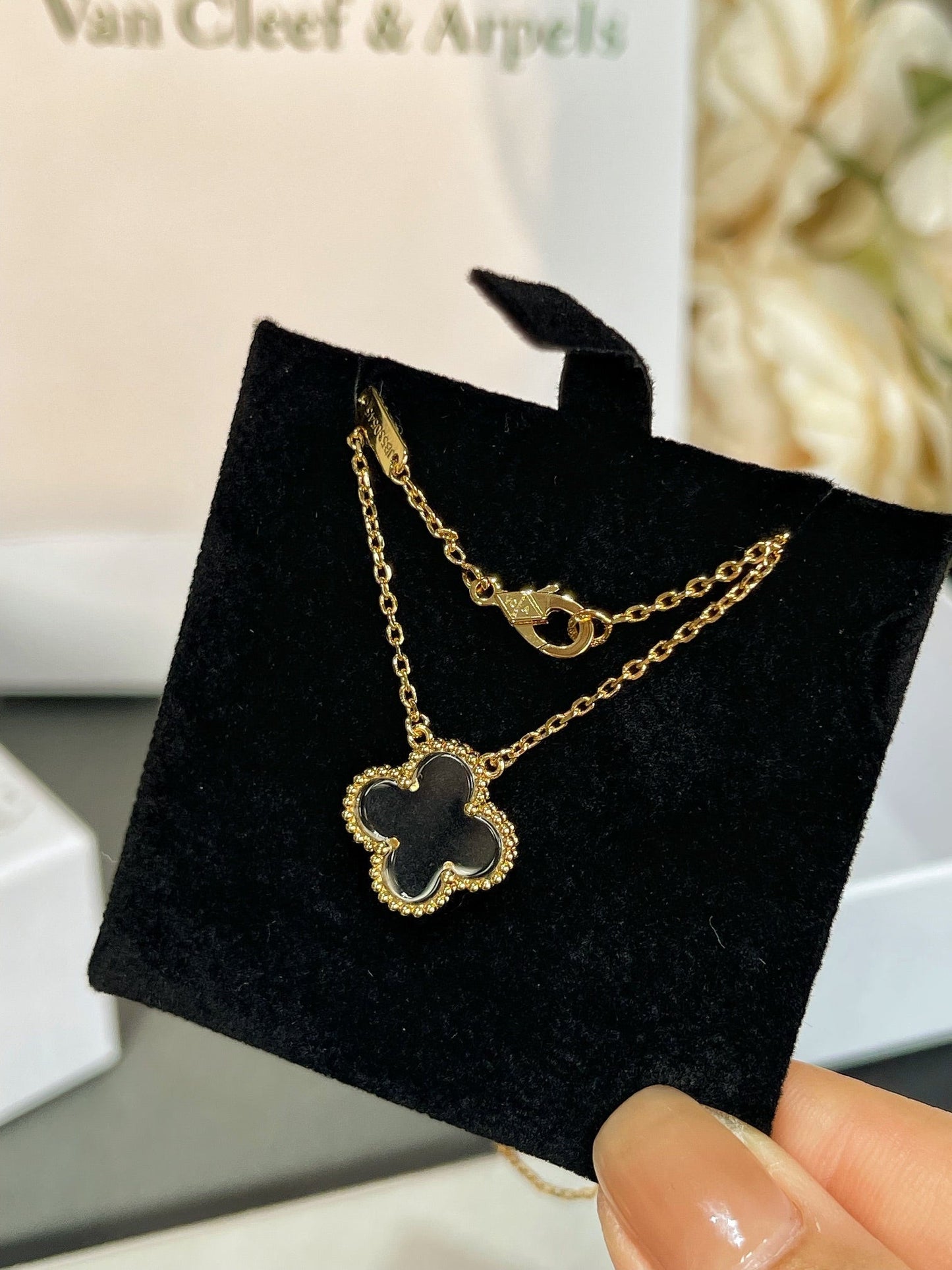 [Regal Jewels]CLOVER ROCK CRYSTAL ROSE GOLD NECKLACE
