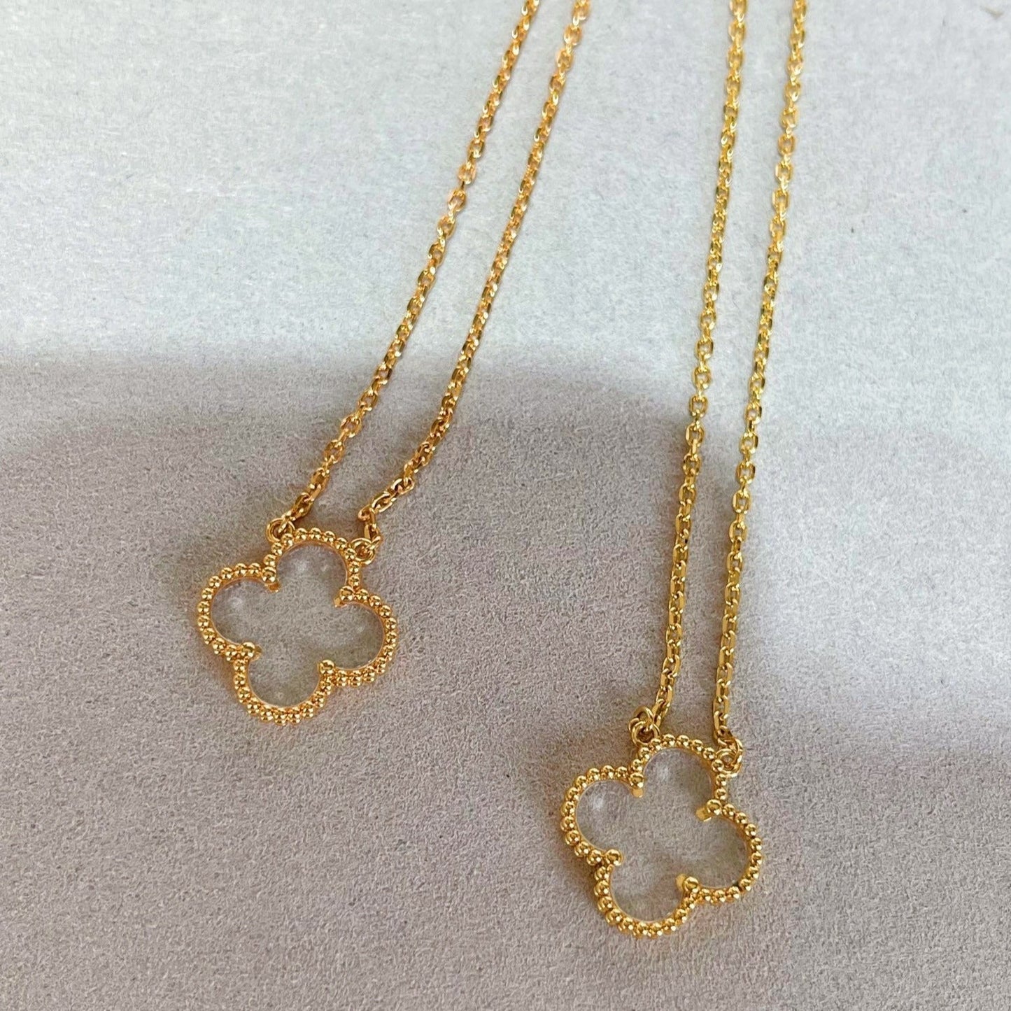[Regal Jewels]CLOVER ROCK CRYSTAL ROSE GOLD NECKLACE