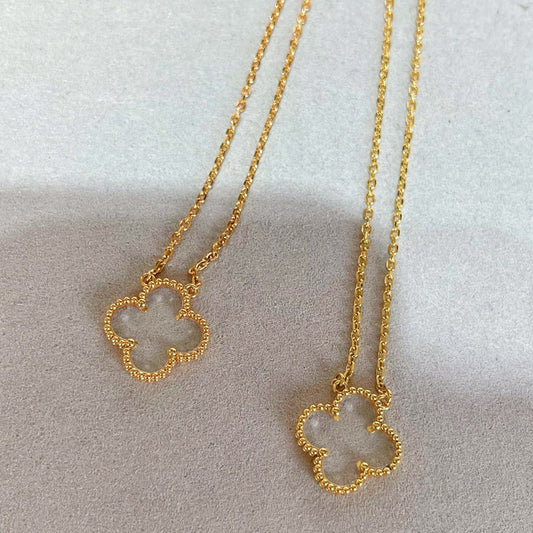 [Regal Jewels]CLOVER ROCK CRYSTAL ROSE GOLD NECKLACE