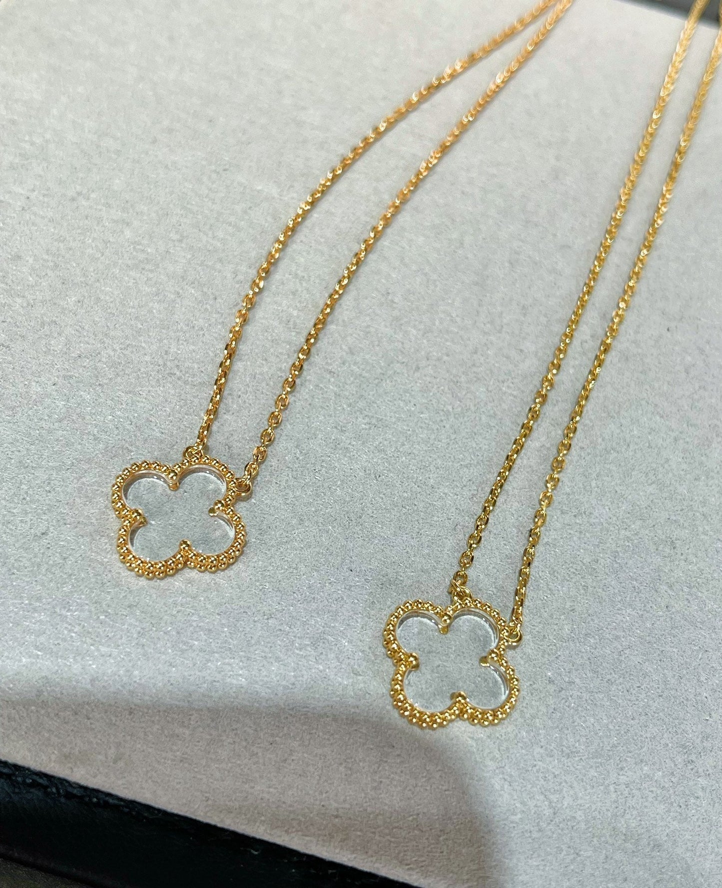 [Regal Jewels]CLOVER ROCK CRYSTAL ROSE GOLD NECKLACE