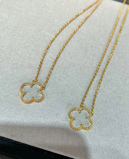 [Regal Jewels]CLOVER ROCK CRYSTAL ROSE GOLD NECKLACE