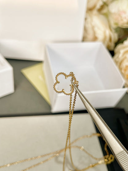 [Regal Jewels]CLOVER ROCK CRYSTAL ROSE GOLD NECKLACE
