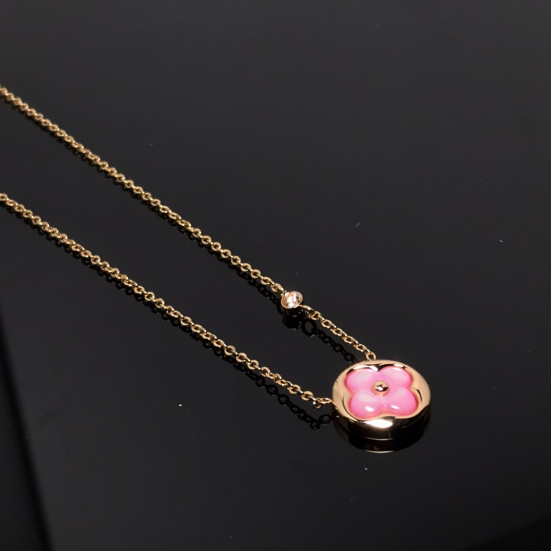 [Regal Jewels]COLOR BLOSSOM PINK MOP SUN GOLD NECKLACE