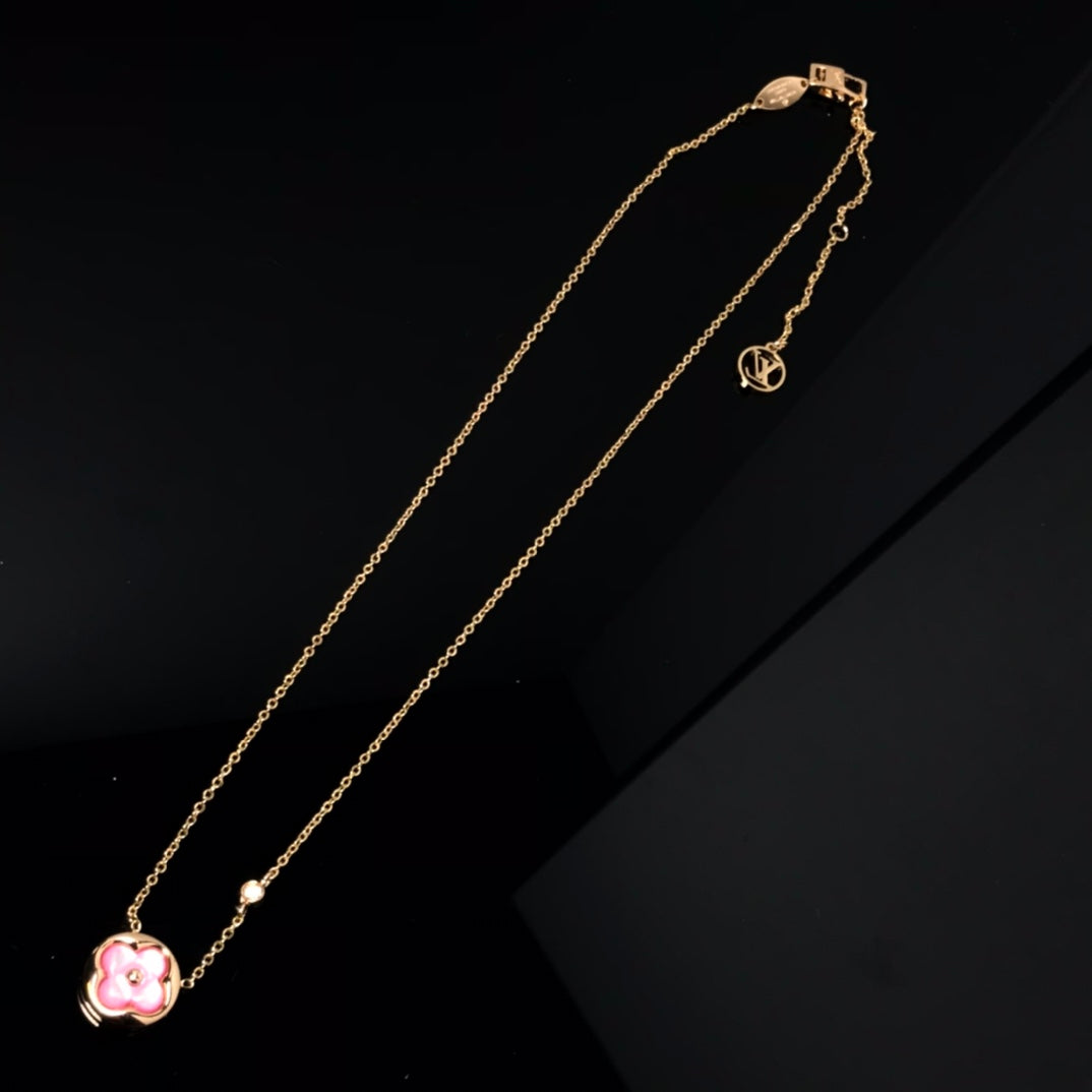 [Regal Jewels]COLOR BLOSSOM PINK MOP SUN GOLD NECKLACE