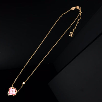 [Regal Jewels]COLOR BLOSSOM PINK MOP SUN GOLD NECKLACE