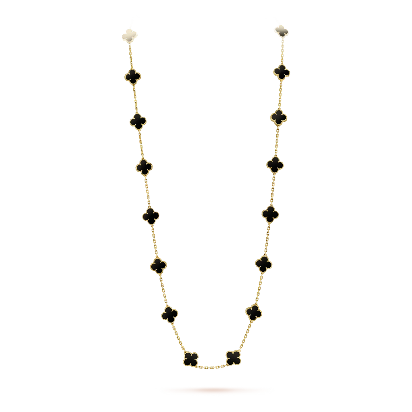 [Regal Jewels]CLOVER 20 MOTIFS ONYX NECKLACE