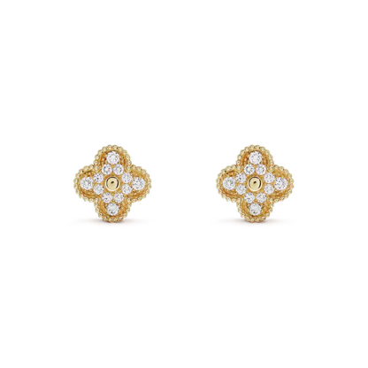 [Regal Jewels]CLOVER MEDIUM 1 MOTIFS FUll DIAMOND EARRINGS