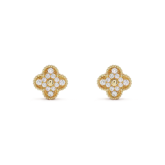 [Regal Jewels]CLOVER MEDIUM 1 MOTIFS FUll DIAMOND EARRINGS