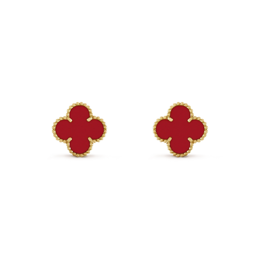 [Regal Jewels]CLOVER MINI 9.5MM CARNELIAN EARRINGS