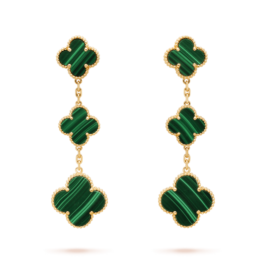 [Regal Jewels]CLOVER MALACHITE 3 MOTIFS GOLD