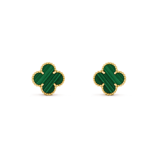 [Regal Jewels]CLOVER MEDIUM 1 MOTIFS MALACHITE  EARRINGS