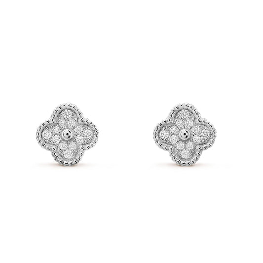 [Regal Jewels]CLOVER MINI DIAMOND STUD EARRINGS