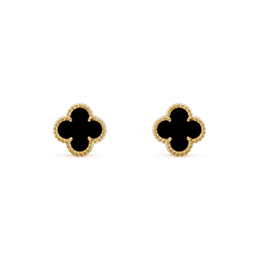 [Regal Jewels]CLOVER MINI 9.5MM BLACK MOP EARRINGS