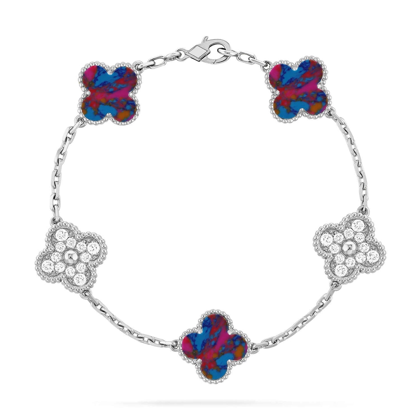 [Regal Jewels]CLOVER 5 MOTIF COLOR GEMSTONES BRACELET COLLECTION