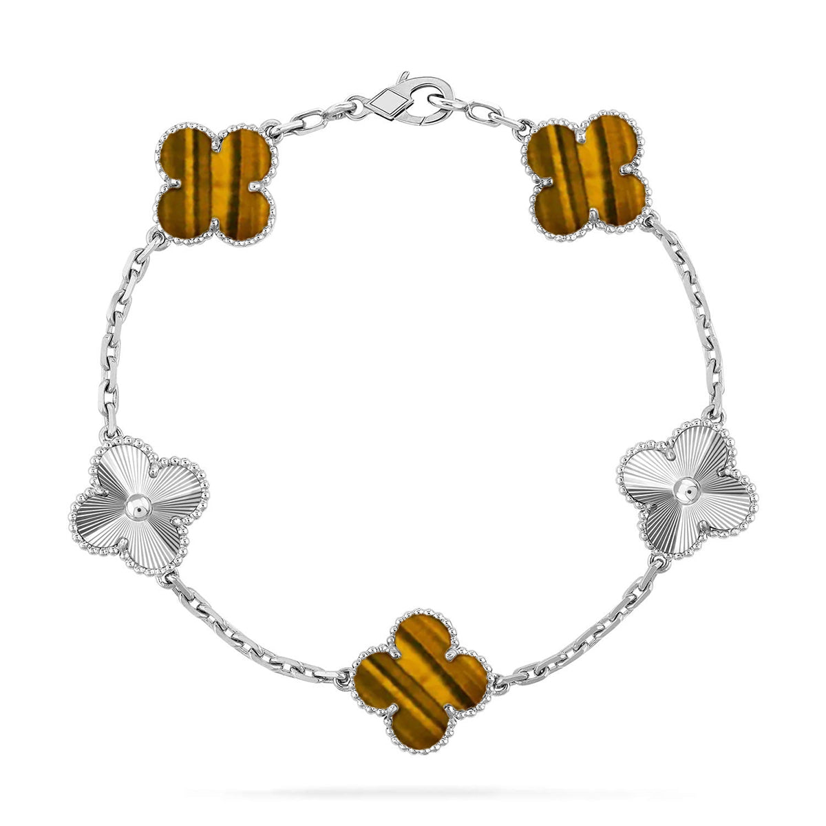 [Regal Jewels]CLOVER 5 MOTIFS TIGER EYE BRACELET COLLECTION