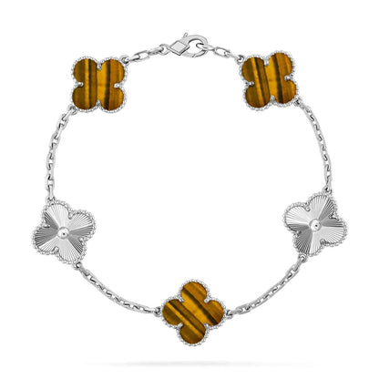 [Regal Jewels]CLOVER 5 MOTIFS TIGER EYE BRACELET COLLECTION