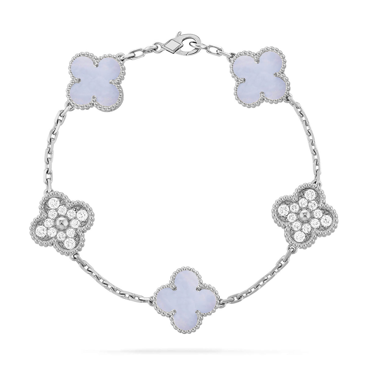 [Regal Jewels] CLOVER 5 MOTIF PURPLE CHALCEDONY BRACELET COLLECTION