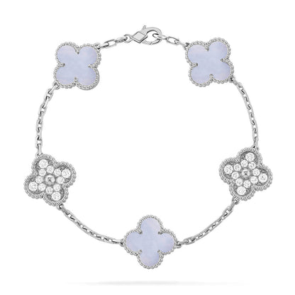 [Regal Jewels] CLOVER 5 MOTIF PURPLE CHALCEDONY BRACELET COLLECTION