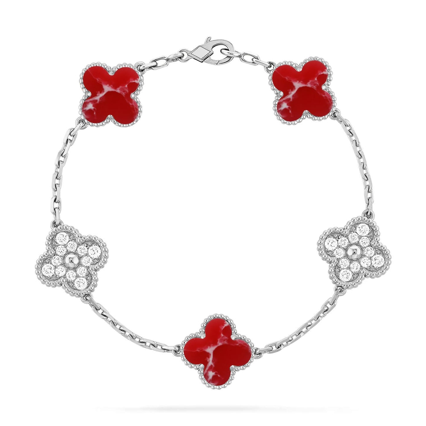 [Regal Jewels]CLOVER 5 MOTIF RED PATTERN BRACELET COLLECTION