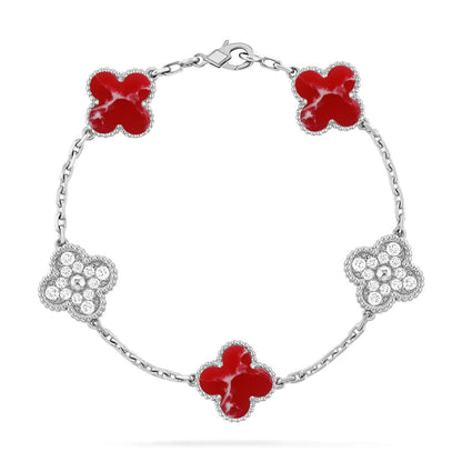 [Regal Jewels]CLOVER 5 MOTIF RED PATTERN BRACELET COLLECTION