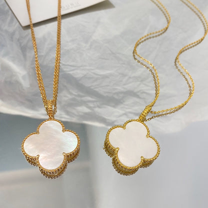 [Regal Jewels]CLOVER 25MM MOP LARGE PENDANT NECKLACE