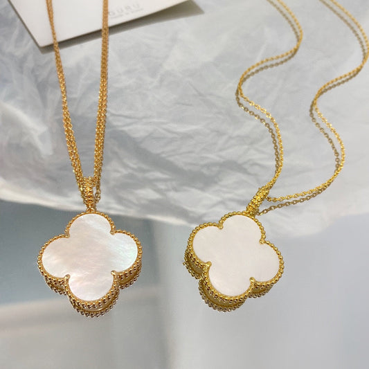 [Regal Jewels]CLOVER 25MM MOP LARGE PENDANT NECKLACE