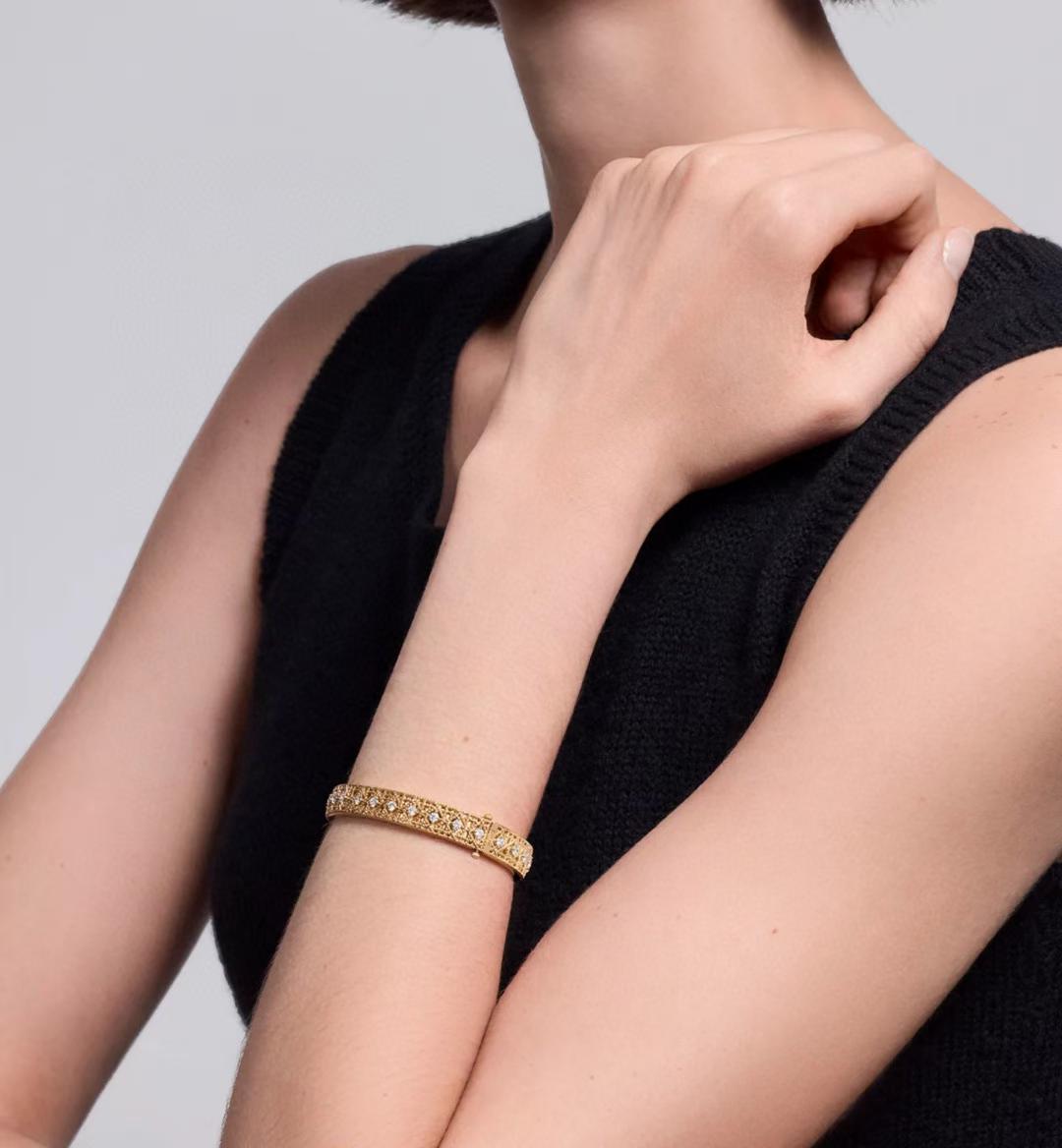 [Regal Jewels]2026 WOVEN-PATTERN BRACELET SET WITH FULL DIAMOND INLAY THREE-COLORS