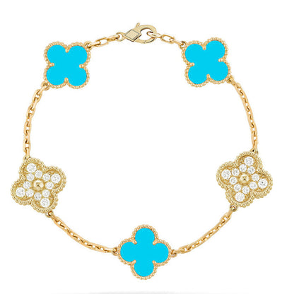 [Regal Jewels]CLOVER 5 MOTIF TURQUOISE BRACELET COLLECTION