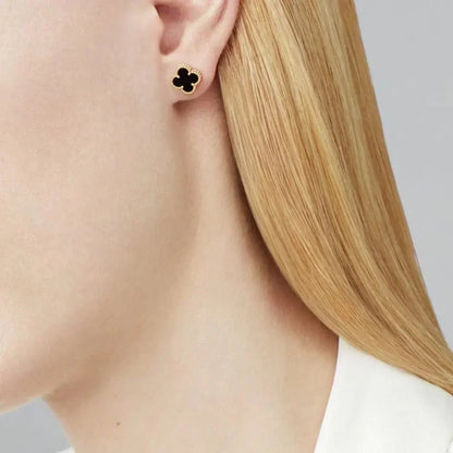 [Regal Jewels]CLOVER MINI 9.5MM BLACK MOP EARRINGS