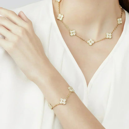[Regal Jewels]CLOVER 5 MOTIFS  FULL DIAMOND BRACELET