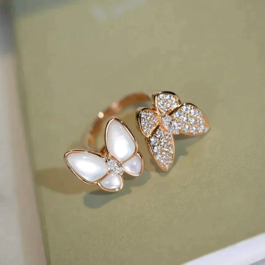 [Regal Jewels]TWIN BUTTERFLY DIAMOND MOP RING