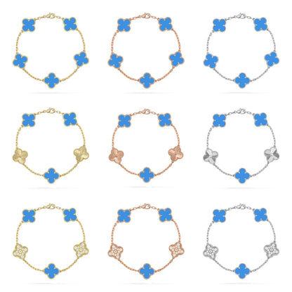 [Regal Jewels]CLOVER 5 MOTIF BLUE AGATE BRACELET COLLECTION