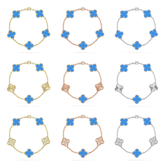 [Regal Jewels]CLOVER 5 MOTIF BLUE AGATE BRACELET COLLECTION