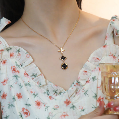 [Regal Jewels]STAR AND SUN ONYX PINK GOLD NECKLACE