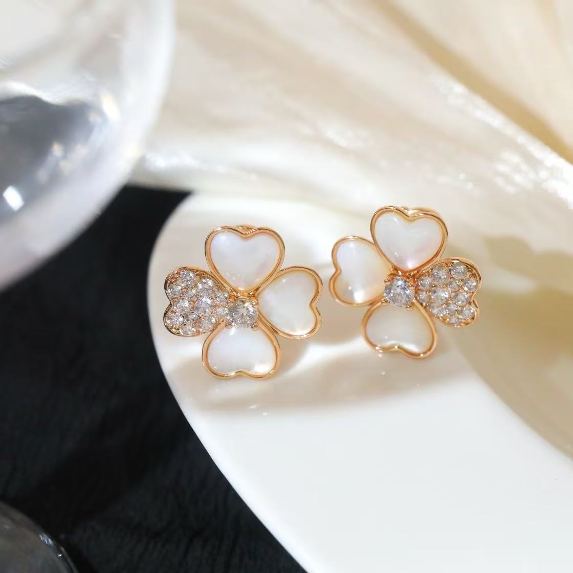[Regal Jewels]FRIVOLE PINK GOLD FLOWER DIAMOND EARRINGS 2