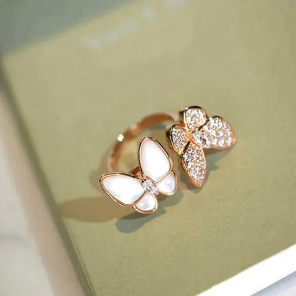 [Regal Jewels]TWIN BUTTERFLY DIAMOND MOP RING