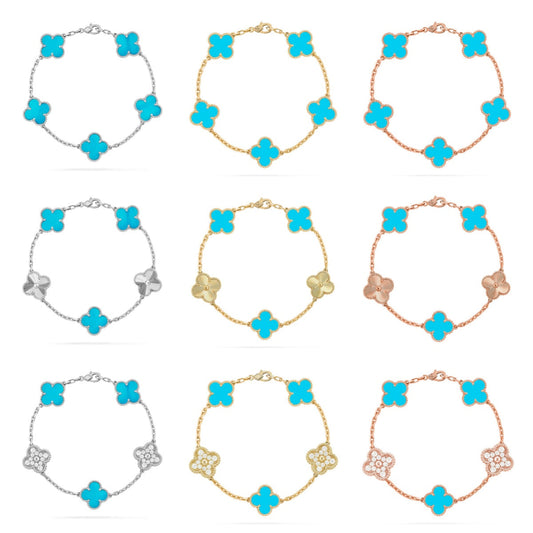 [Regal Jewels]CLOVER 5 MOTIF TURQUOISE BRACELET COLLECTION