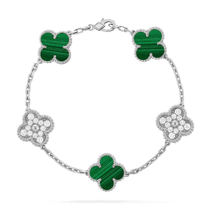 [Regal Jewels]CLOVER 5 MOTIF MALACHITE BRACELET COLLECTION