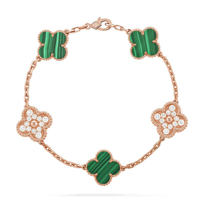 [Regal Jewels]CLOVER 5 MOTIF MALACHITE BRACELET COLLECTION