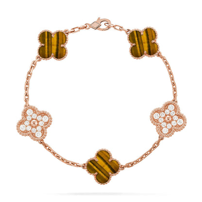 [Regal Jewels]CLOVER 5 MOTIFS TIGER EYE BRACELET COLLECTION