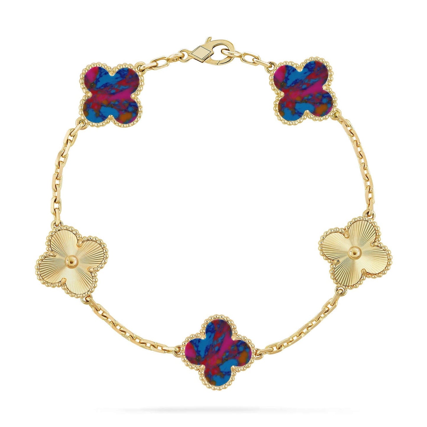 [Regal Jewels]CLOVER 5 MOTIF COLOR GEMSTONES BRACELET COLLECTION